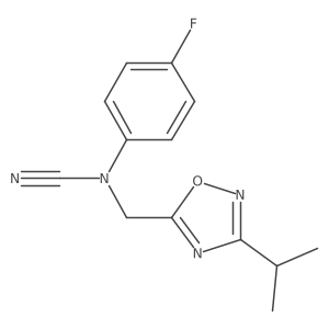 (4-Fluorophenyl)-[(3-propan-2-yl-1,2,4-oxadiazol-5-yl)methyl]cyanamide结构式