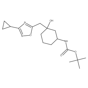 tert-Butyl N-{3-[(3-cyclopropyl-1,2,4-oxadiazol-5-yl)methyl]-3-hydroxycyclohexyl}carbamate Structure