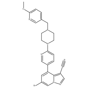 6-Bromo-4-[6-[4-[(6-methoxy-3-pyridinyl)methyl]-1-piperazinyl]-3-pyridinyl]pyrazolo[1,5-a]pyridine-3-carbonitrile结构式