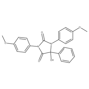 5-Hydroxy-1,3-bis(4-methoxyphenyl)-5-phenyl-2,4-imidazolidinedione结构式