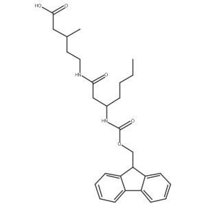 5-[(3R)-3-({[(9H-fluoren-9-yl)methoxy]carbonyl}amino)heptanamido]-3-methylpentanoic acid结构式