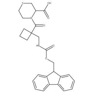 4-{1-[({[(9H-fluoren-9-yl)methoxy]carbonyl}amino)methyl]cyclobutanecarbonyl}thiomorpholine-3-carboxylic acid Structure
