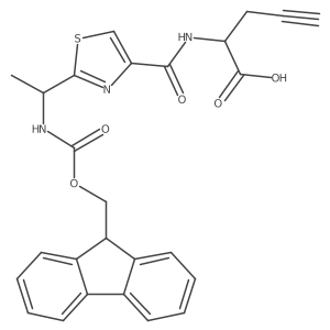 2-({2-[1-({[(9H-fluoren-9-yl)methoxy]carbonyl}amino)ethyl]-1,3-thiazol-4-yl}formamido)pent-4-ynoic acid Structure