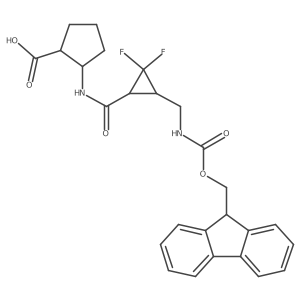 (1RS&,2SR&)-2-[(1RS,3SR)-3-[({[(9H-fluoren-9-yl)methoxy]carbonyl}amino)methyl]-2,2-difluorocyclopropaneamido]cyclopentane-1-carboxylic acid结构式