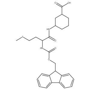 (1RS,3SR)-3-[(2R)-2-({[(9H-fluoren-9-yl)methoxy]carbonyl}amino)-4-(methylsulfanyl)butanamido]cyclohexane-1-carboxylic acid Structure