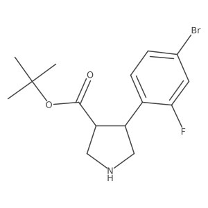 rac-tert-butyl (3R,4S)-4-(4-bromo-2-fluorophenyl)pyrrolidine-3-carboxylate结构式