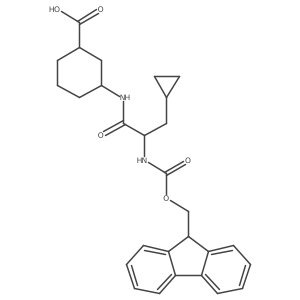 rac-(1R,3R)-3-[3-cyclopropyl-2-({[(9H-fluoren-9-yl)methoxy]carbonyl}amino)propanamido]cyclohexane-1-carboxylic acid结构式