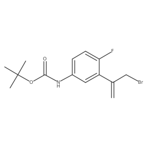 tert-butyl N-[3-(3-bromoprop-1-en-2-yl)-4-fluorophenyl]carbamate结构式