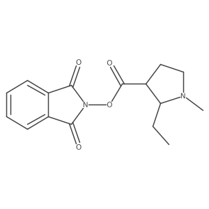 rac-1,3-dioxo-2,3-dihydro-1H-isoindol-2-yl (2R,3S)-2-ethyl-1-methylpyrrolidine-3-carboxylate结构式