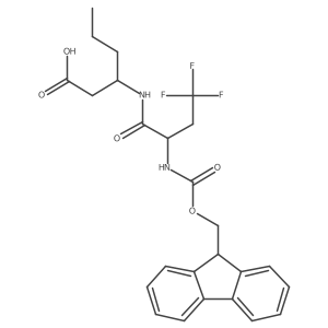 (3R)-3-[2-({[(9H-fluoren-9-yl)methoxy]carbonyl}amino)-4,4,4-trifluorobutanamido]hexanoic acid Structure