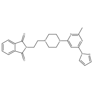 2-(2-{4-[2-methyl-6-(1H-pyrazol-1-yl)pyrimidin-4-yl]piperazin-1-yl}ethyl)-2,3-dihydro-1H-isoindole-1,3-dione结构式
