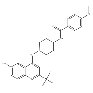 N-(4-{[6-chloro-2-(trifluoromethyl)quinolin-4-yl]amino}cyclohexyl)-4-(methylamino)benzamide结构式