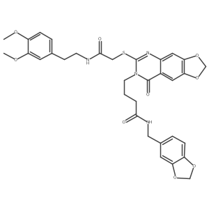 N-[(2H-1,3-benzodioxol-5-yl)methyl]-4-{6-[({[2-(3,4-dimethoxyphenyl)ethyl]carbamoyl}methyl)sulfanyl]-8-oxo-2H,7H,8H-[1,3]dioxolo[4,5-g]quinazolin-7-yl}butanamide Structure