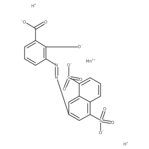 O=C([O-])c1cccc(N=Nc2cc(S(=O)(=O)[O-])c3cccc(S(=O)(=O)[O-])c3c2)c1[O-].[H+].[H+].[Mn+2]结构式