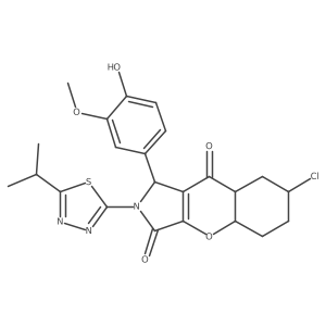 7-chloro-1-(4-hydroxy-3-methoxyphenyl)-2-(5-propan-2-yl-1,3,4-thiadiazol-2-yl)-4a,5,6,7,8,8a-hexahydro-1H-chromeno[2,3-c]pyrrole-3,9-dione Structure
