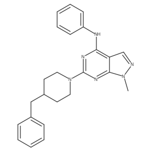 6-(4-benzylpiperidin-1-yl)-1-methyl-N-phenyl-1H-pyrazolo[3,4-d]pyrimidin-4-amine结构式