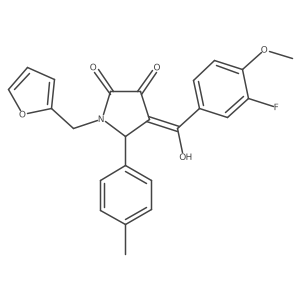 (4E)-4-[(3-fluoro-4-methoxyphenyl)-hydroxymethylidene]-1-(furan-2-ylmethyl)-5-(4-methylphenyl)pyrrolidine-2,3-dione Structure