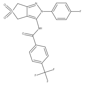 N-(2-(4-fluorophenyl)-5,5-dioxido-4,6-dihydro-2H-thieno[3,4-c]pyrazol-3-yl)-4-(trifluoromethyl)benzamide结构式