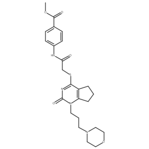 methyl 4-(2-((1-(3-morpholinopropyl)-2-oxo-2,5,6,7-tetrahydro-1H-cyclopenta[d]pyrimidin-4-yl)thio)acetamido)benzoate Structure