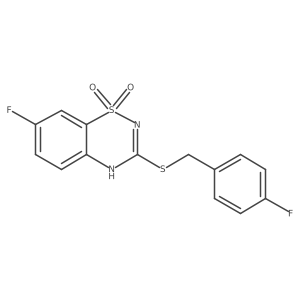 7-fluoro-3-((4-fluorobenzyl)thio)-4H-benzo[e][1,2,4]thiadiazine 1,1-dioxide结构式