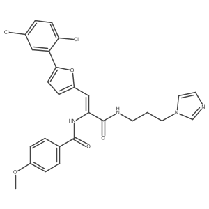 N-[(1Z)-1-[5-(2,5-dichlorophenyl)furan-2-yl]-3-{[3-(1H-imidazol-1-yl)propyl]amino}-3-oxoprop-1-en-2-yl]-4-methoxybenzamide Structure