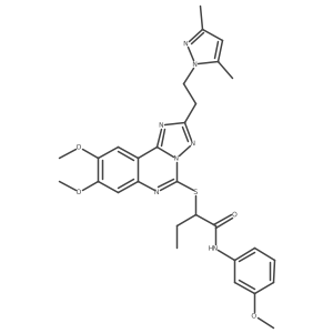 2-((2-(2-(3,5-dimethyl-1H-pyrazol-1-yl)ethyl)-8,9-dimethoxy-[1,2,4]triazolo[1,5-c]quinazolin-5-yl)thio)-N-(3-methoxyphenyl)butanamide Structure
