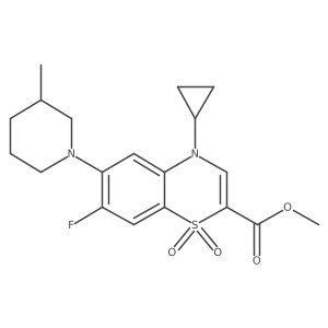 methyl 4-cyclopropyl-7-fluoro-6-(3-methylpiperidin-1-yl)-4H-benzo[b][1,4]thiazine-2-carboxylate 1,1-dioxide结构式
