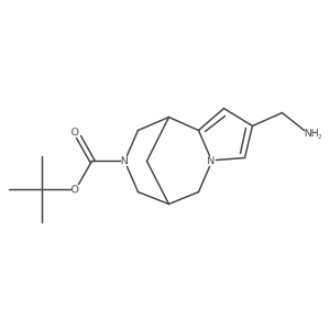 1,5-Methanopyrrolo[1,2-a][1,5]diazocine-3(4H)-carboxylic acid, 9-(aminomethyl)-1,2,5,6-tetrahydro-, 1,1-dimethylethyl ester结构式