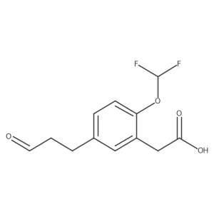 2-(Difluoromethoxy)-5-(3-oxopropyl)phenylacetic acid结构式