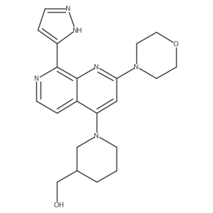 1-[2-(4-Morpholinyl)-8-(1H-pyrazol-3-yl)-1,7-naphthyridin-4-yl]-3-piperidinemethanol结构式