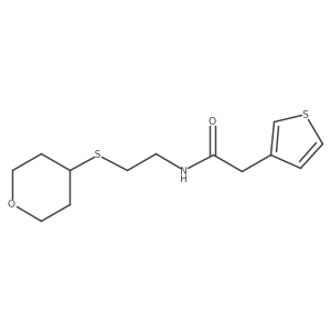 N-(2-((tetrahydro-2H-pyran-4-yl)thio)ethyl)-2-(thiophen-3-yl)acetamide结构式