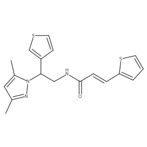 (E)-N-(2-(3,5-dimethyl-1H-pyrazol-1-yl)-2-(thiophen-3-yl)ethyl)-3-(thiophen-2-yl)acrylamide结构式
