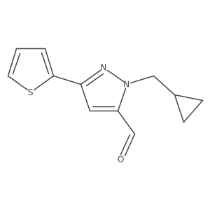 1-(cyclopropylmethyl)-3-(thiophen-2-yl)-1H-pyrazole-5-carbaldehyde结构式