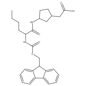2-{3-[(2S)-2-({[(9H-fluoren-9-yl)methoxy]carbonyl}amino)hexanamido]cyclopentyl}acetic acid结构式
