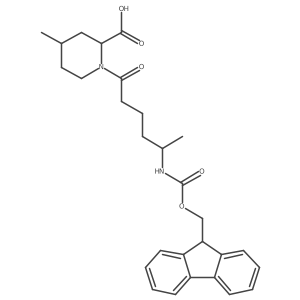 1-[5-({[(9H-fluoren-9-yl)methoxy]carbonyl}amino)hexanoyl]-4-methylpiperidine-2-carboxylic acid结构式