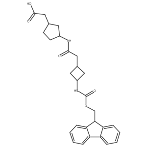 rac-2-[(1R,3S)-3-{2-[3-({[(9H-fluoren-9-yl)methoxy]carbonyl}amino)cyclobutyl]acetamido}cyclopentyl]acetic acid Structure