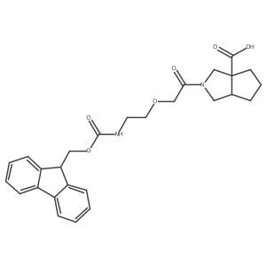 rac-(3aR,6aR)-2-{2-[2-({[(9H-fluoren-9-yl)methoxy]carbonyl}amino)ethoxy]acetyl}-octahydrocyclopenta[c]pyrrole-3a-carboxylic acid结构式