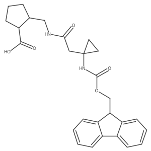 rac-(1R,2S)-2-({2-[1-({[(9H-fluoren-9-yl)methoxy]carbonyl}amino)cyclopropyl]acetamido}methyl)cyclopentane-1-carboxylic acid结构式