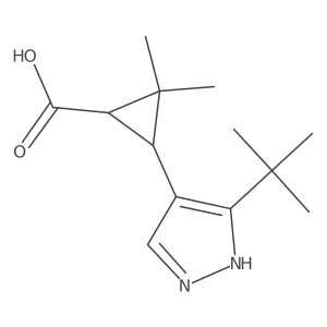 rac-(1R,3R)-3-(3-tert-butyl-1H-pyrazol-4-yl)-2,2-dimethylcyclopropane-1-carboxylic acid结构式