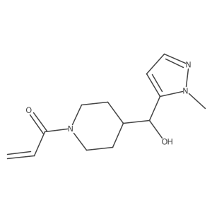 1-[4-[Hydroxy-(2-methylpyrazol-3-yl)methyl]piperidin-1-yl]prop-2-en-1-one结构式