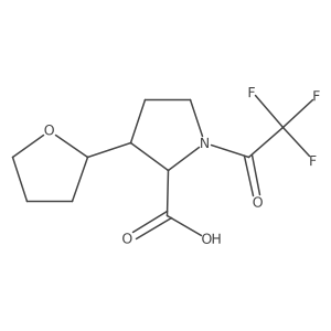 3-(Oxolan-2-yl)-1-(2,2,2-trifluoroacetyl)pyrrolidine-2-carboxylic acid结构式