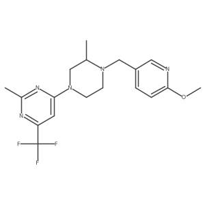 4-{4-[(6-Methoxypyridin-3-yl)methyl]-3-methylpiperazin-1-yl}-2-methyl-6-(trifluoromethyl)pyrimidine结构式