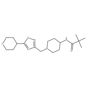 2,2-dimethyl-N-(1-{[5-(oxan-4-yl)-1,2,4-oxadiazol-3-yl]methyl}piperidin-4-yl)propanamide结构式