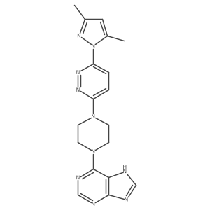 6-{4-[6-(3,5-dimethyl-1H-pyrazol-1-yl)pyridazin-3-yl]piperazin-1-yl}-9H-purine结构式