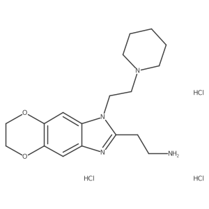 2-[3-(2-Piperidin-1-ylethyl)-6,7-dihydro-[1,4]dioxino[2,3-f]benzimidazol-2-yl]ethanamine;trihydrochloride结构式