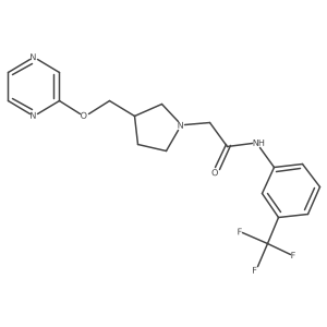 2-{3-[(pyrazin-2-yloxy)methyl]pyrrolidin-1-yl}-N-[3-(trifluoromethyl)phenyl]acetamide Structure