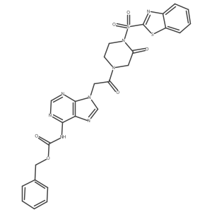 1-(Benzothiazole-2-sulfonyl)-4-{[6-N-(benzyloxycarbonyl)-adenine-9-yl]-acetyl}-piperazin-2-one Structure