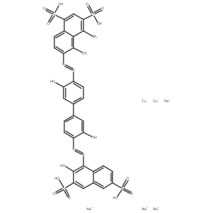 Nc1c(S(=O)(=O)[O-])cc(S(=O)(=O)[O-])c2ccc(N=Nc3ccc(-c4ccc(N=Nc5c([O-])c(S(=O)(=O)[O-])cc6cc(S(=O)(=O)[O-])ccc56)c([O-])c4)cc3[O-])c([O-])c12.[Cu+2].[Cu+2].[Na+].[Na+].[Na+].[Na+]结构式