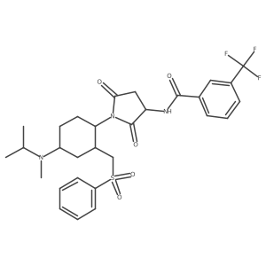 N-((S)-1-((1S,2R,4R)-4-(isopropyl(methyl)amino)-2-(phenylsulfonylmethyl)cyclohexyl)-2,5-dioxopyrrolidin-3-yl)-3-(trifluoromethyl)benzamide Structure
