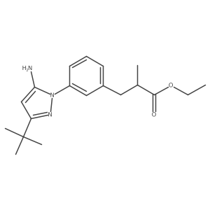 ethyl 3-[3-(5-amino-3-t-butyl-1H-pyrazol-1-yl)phenyl]-2-methylpropanoate结构式